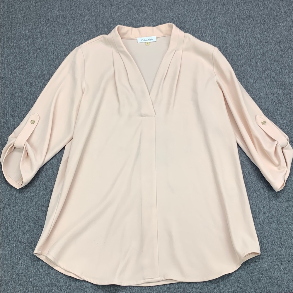 Calvin Klein Women's V-Neck 3/4 Sleeve Business Casual Shirt - Size S